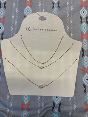 🧿NWT LC Lauren Conrad Gold-Tone Layered Pearl Necklace Set